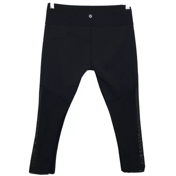 Lululemon Breathe Easy Crop 6 Black Mesh Leggings - Picture 6 of 8